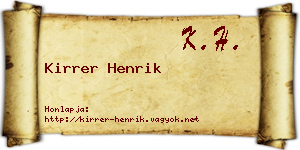 Kirrer Henrik névjegykártya